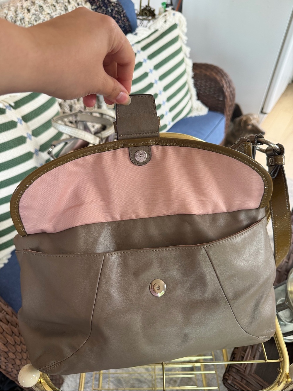 Coach Olive and Tan Leather Shoulder Bag - Picture 6 of 12